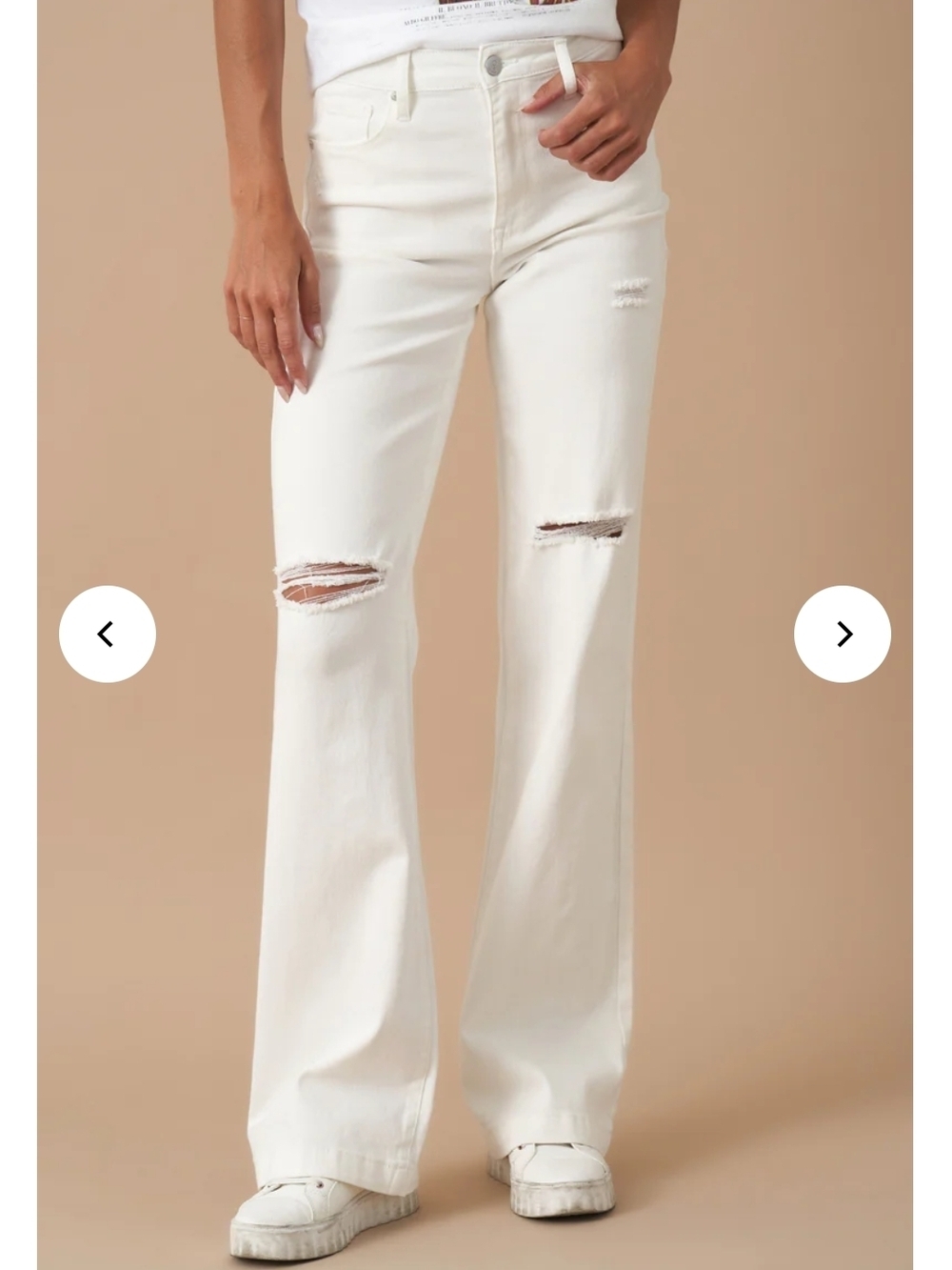 Insane Gene White Distressed Wide-Leg Jeans - Picture 2 of 5